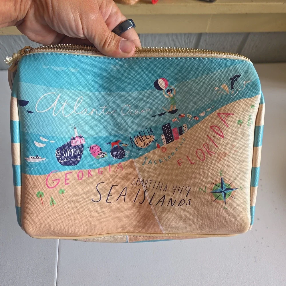 SPARTINA 449 Carry All Travel Makeup Case Daufuskie Island Coated Vinyl NWT